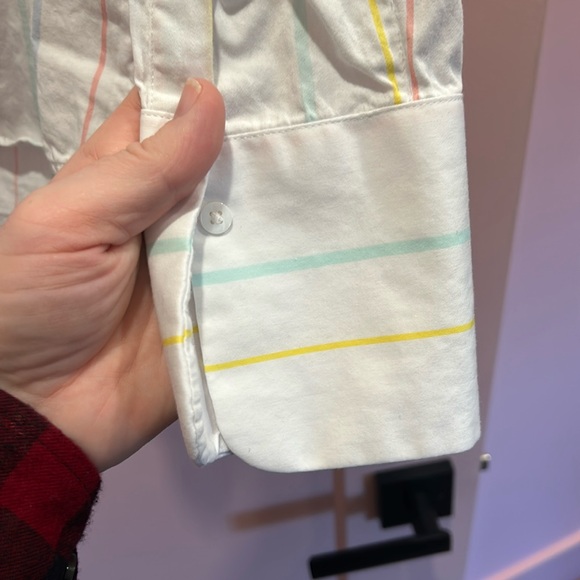 Adorable! White Button Down with Colourful Pinstripes - Picture 4 of 5